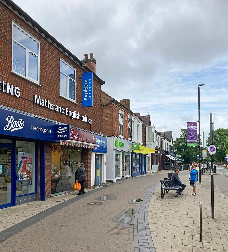 The shopfronts along Central Avenue, West Bridgford
